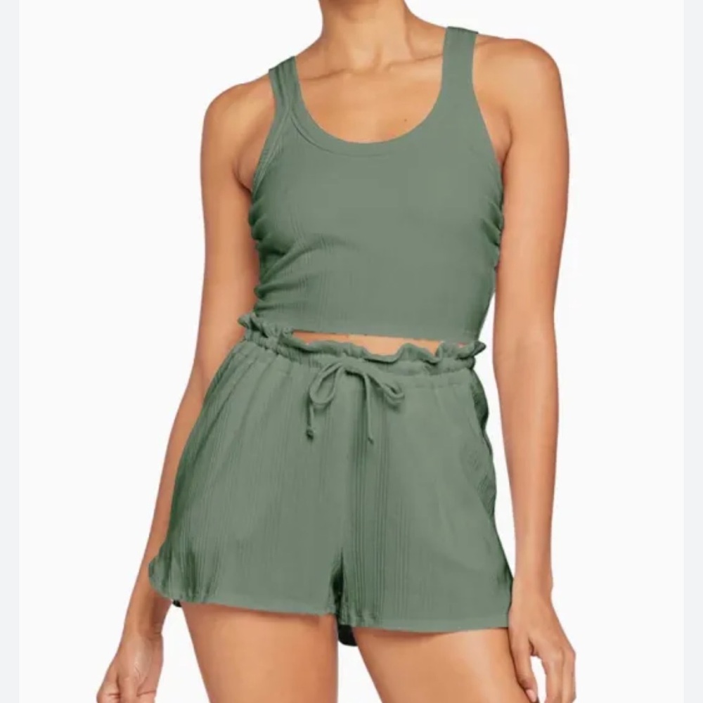 Thalia organic rib tank and shorts set
